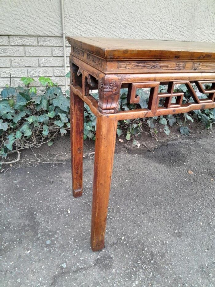 An Antique Early   20th Century Chinese Elmwood Server / Table with Good Patina - Image 8