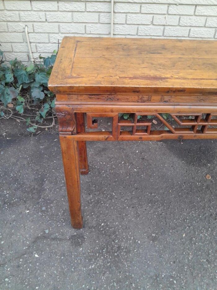 An Antique Early   20th Century Chinese Elmwood Server / Table with Good Patina - Image 9