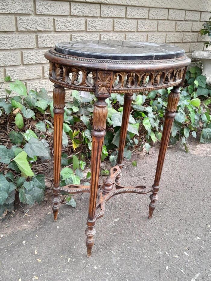 An Antique French Giltwood Table with Marble Top - Image 5