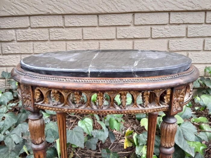 An Antique French Giltwood Table with Marble Top - Image 7