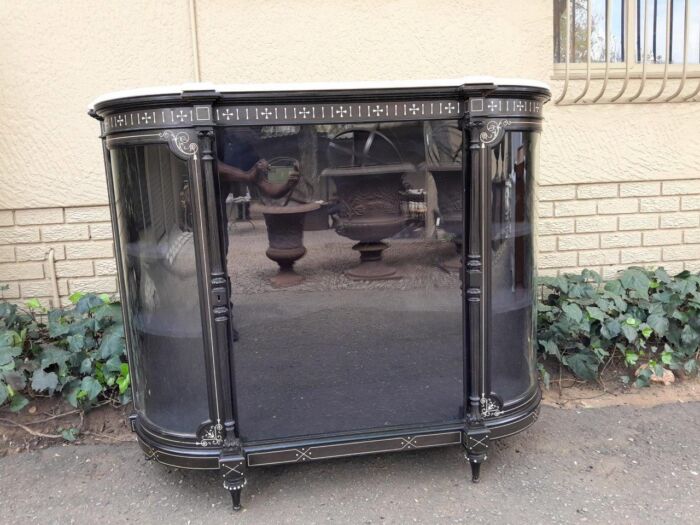 An Antique Edwardian Ebonised Cabinet/Credenza with Ivory Inlay