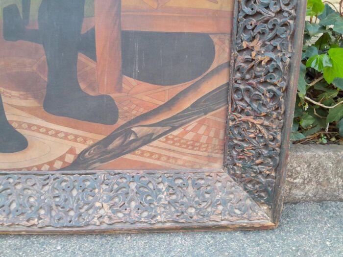 A 20th Century Painting of a Tudor Man in an Ornately Carved Wooden Frame of Large Proportion - Image 5