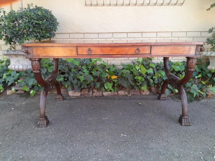 A 20th Century William IV Style Walnut Desk With Drawer