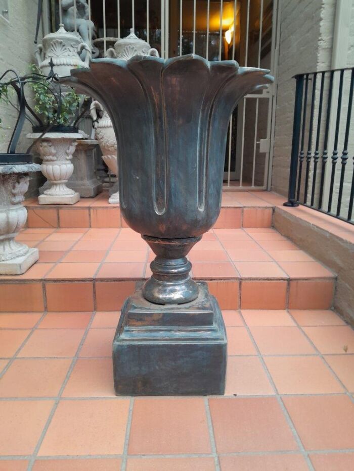 A 20th Century Large Bronze Patinated Jardiniere on Base