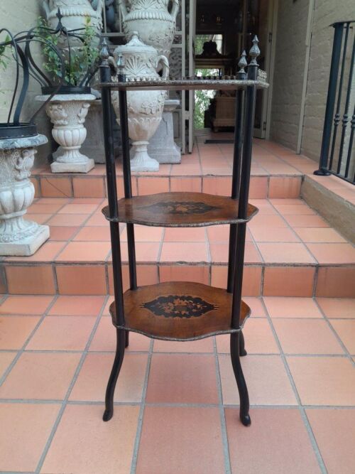 A 19th Century French Walnut and Marquetry Etagere / Table with Gilt Mounts