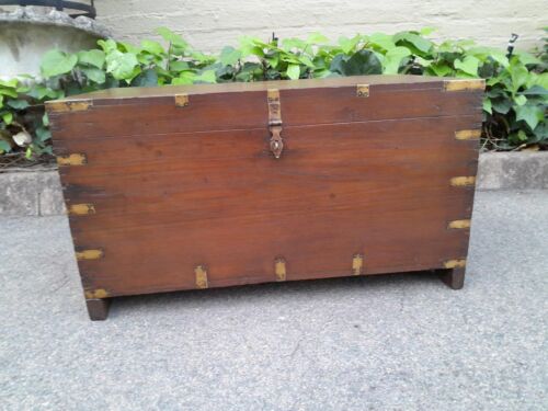 An Early 1900 Anglo Indian Brass Bound Military Campaign Chest with Brass Hardware