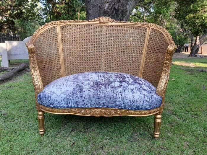 A French Style Giltwood Rattan Bergere Extra Large Chair