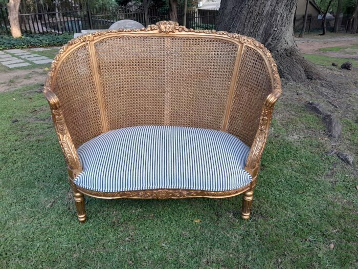 A French Style Giltwood Rattan Bergere Extra Large Chair - Image 3