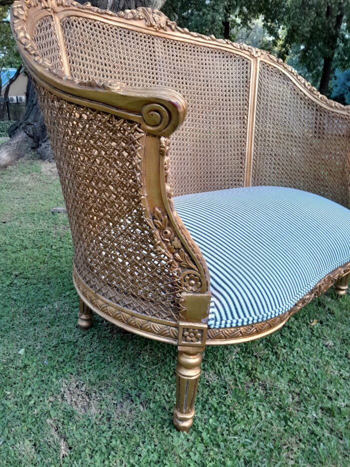 A French Style Giltwood Rattan Bergere Extra Large Chair - Image 5