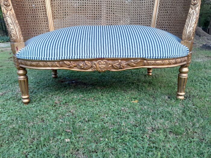 A French Style Giltwood Rattan Bergere Extra Large Chair - Image 7