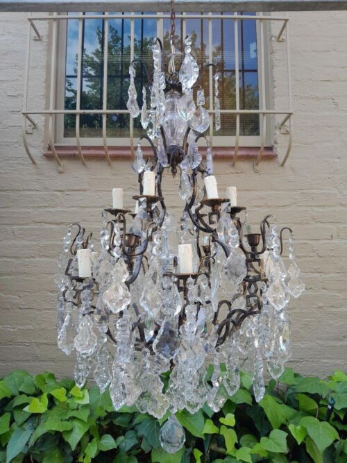 A French Style Brass & Crystal Chandelier