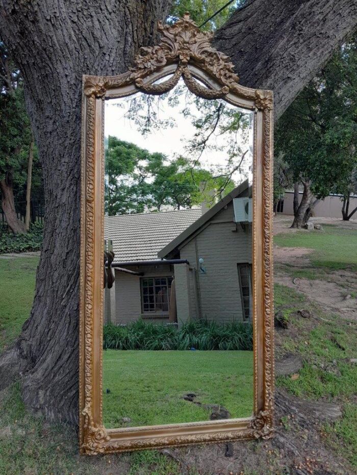 A French Rococo Style Ornately Carved And Gilded Bevelled Mirror