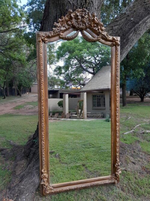 A French Rococo Style Ornately Carved And Gilded Bevelled Mirror