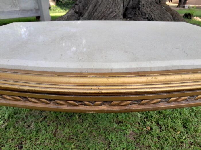 A French Style Ornately Carved Coffee Table with Marble Top - Image 5