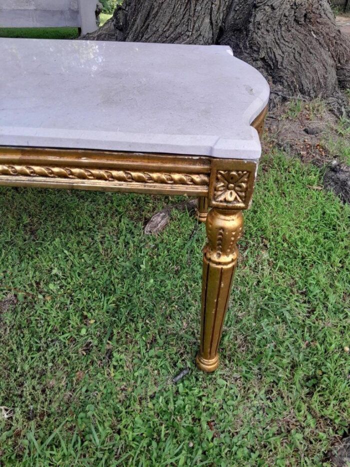 A French Style Ornately Carved Coffee Table with Marble Top 1 - Image 5