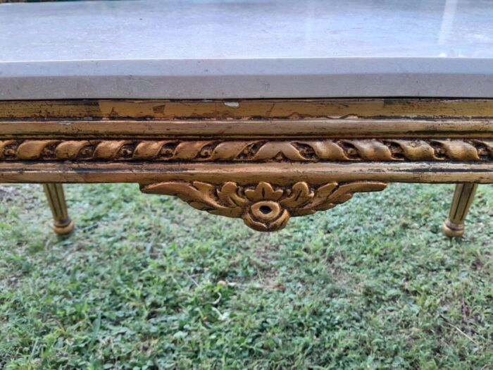 A French Style Ornately Carved Coffee Table with Marble Top 1 - Image 6