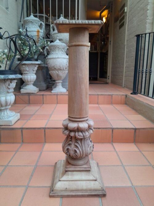 A 20th Century Ornately Carved Wooden Pedestal / Plinth