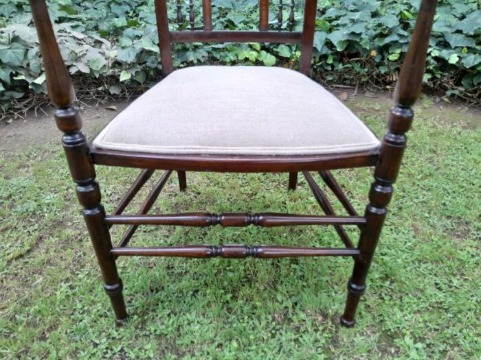 An Antique Edwardian Pair of Mahogany and Inlaid Armchairs - Image 5