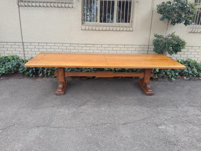 A 19th Century Massive French Oak Refectory Table On Stretcher Base - Image 2