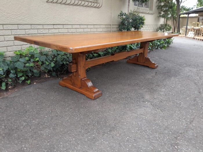 A 19th Century Massive French Oak Refectory Table On Stretcher Base - Image 3