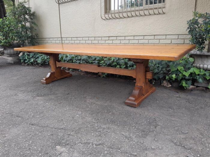 A 19th Century Massive French Oak Refectory Table On Stretcher Base - Image 4