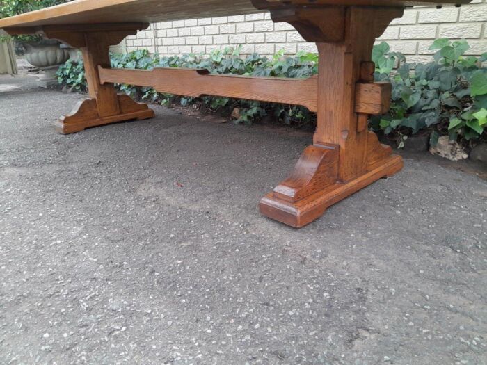 A 19th Century Massive French Oak Refectory Table On Stretcher Base - Image 5