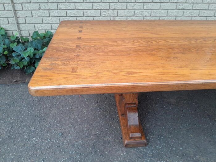 A 19th Century Massive French Oak Refectory Table On Stretcher Base - Image 6