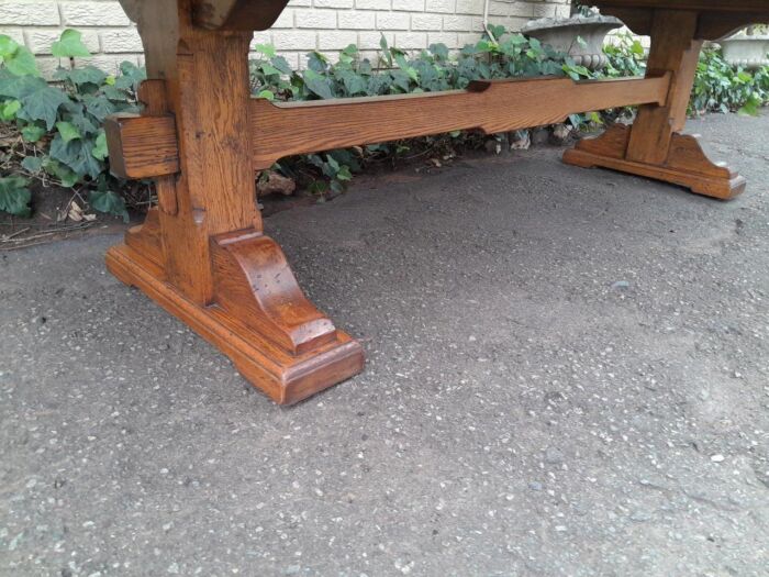 A 19th Century Massive French Oak Refectory Table On Stretcher Base - Image 8