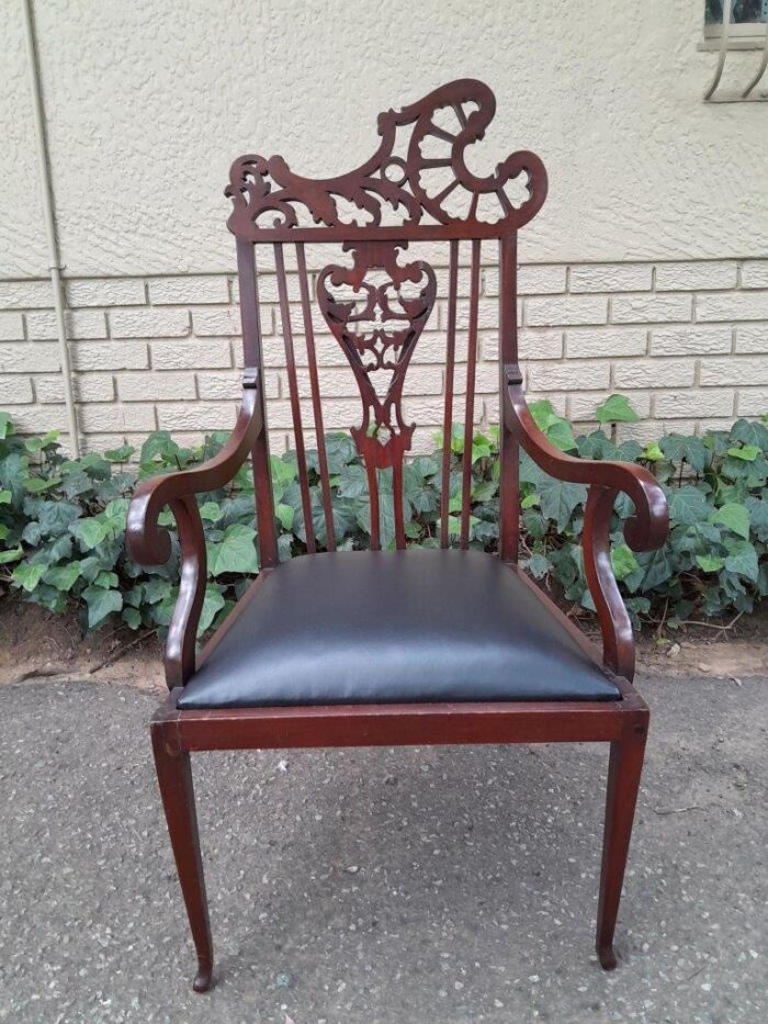 An Antique Edwardian Carved Mahogany Armchair