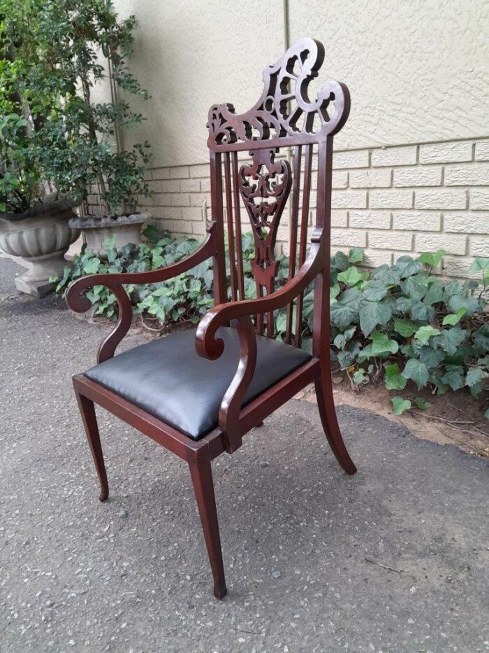 An Antique Edwardian Carved Mahogany Armchair - Image 3