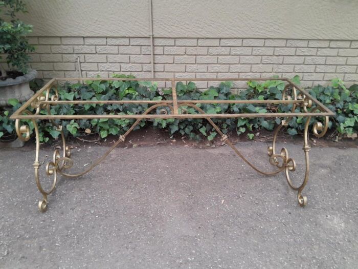 A  French Style Console /  Dining Table Base in an Antique Gold Finish Custom-made for The Crown Collection - Image 2