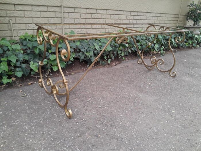 A  French Style Console /  Dining Table Base in an Antique Gold Finish Custom-made for The Crown Collection - Image 3