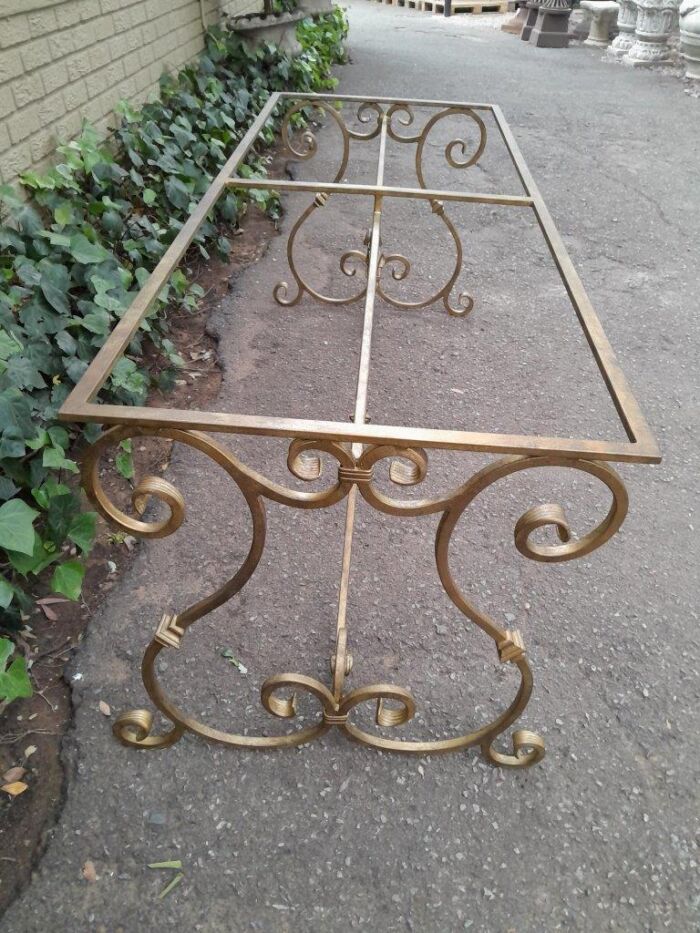 A  French Style Console /  Dining Table Base in an Antique Gold Finish Custom-made for The Crown Collection - Image 4