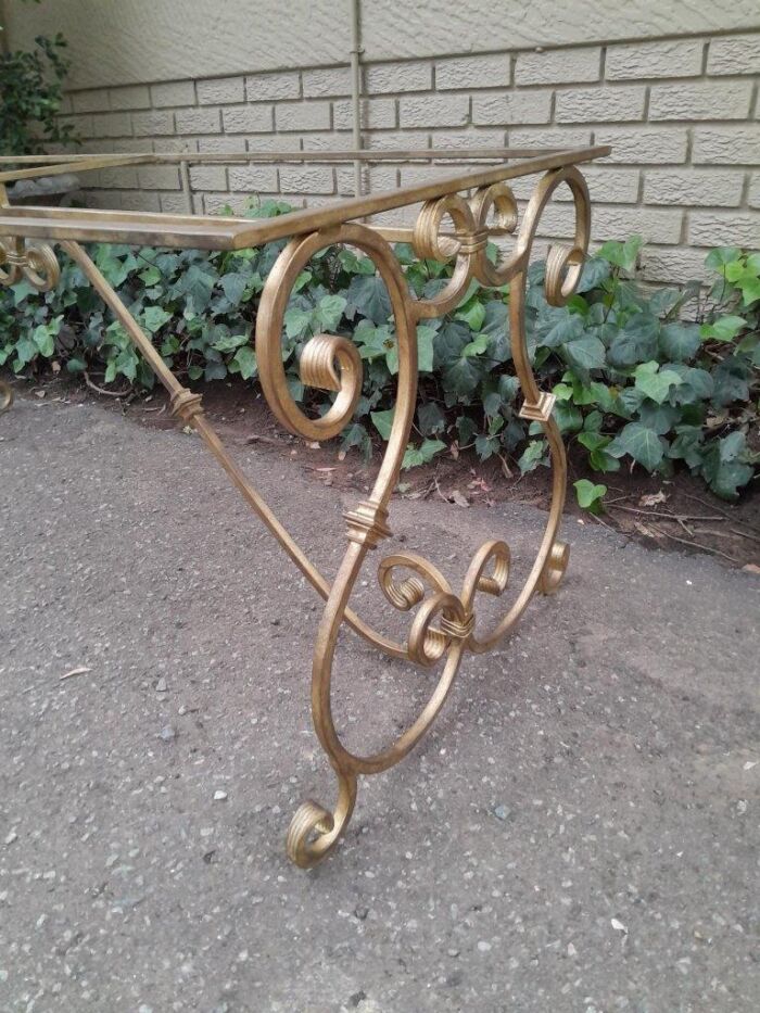 A  French Style Console /  Dining Table Base in an Antique Gold Finish Custom-made for The Crown Collection - Image 5