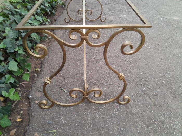 A  French Style Console /  Dining Table Base in an Antique Gold Finish Custom-made for The Crown Collection - Image 6