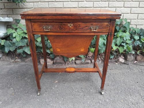 An Antique Edwardian Rosewood And Inlaid Chess / Games Table on Castors