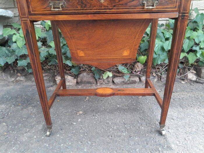 An Antique Edwardian Rosewood And Inlaid Chess / Games Table on Castors - Image 6