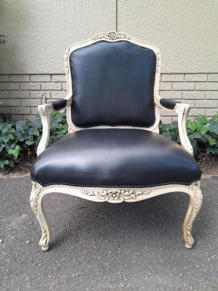 A 20th Century French Style Carved Fruitwood Armchair In A Contemporary Natural Wood Finish