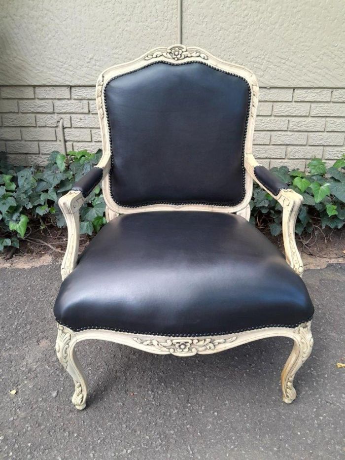 A 20th Century French Style Carved Fruitwood Armchair In A Contemporary Natural Wood Finish - Image 2