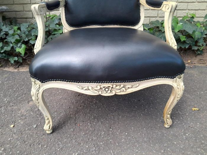 A 20th Century French Style Carved Fruitwood Armchair In A Contemporary Natural Wood Finish - Image 4