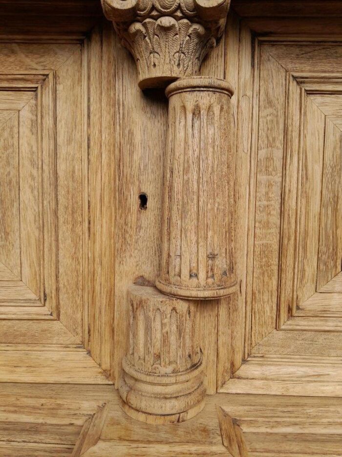 A Magnificent Antique 18th Century Flemish Heavily Carved Oak Cabinet / Cupboard in a Contemporary Bleached Finish - Image 8