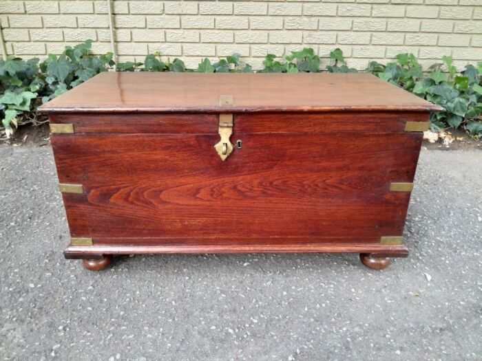 A 20th Century Oak Kist with Brass Handles and Hardware