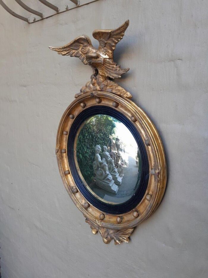 An Antique Circa 1820s Large Regency Style gilt-bronze-Eagle Concave Mirror - Image 2