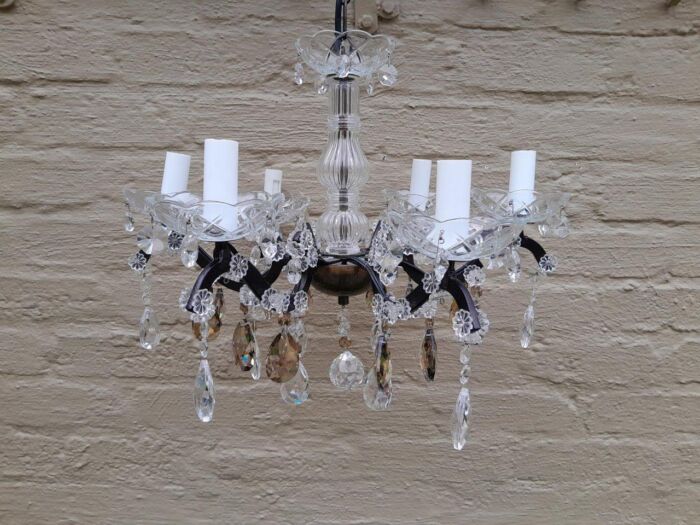 A 20TH Century French Style Bronze Chandelier with Crystals - Image 2