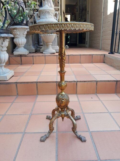 A 20th Century Gilt Metal Table / Wine Table with Marble Top