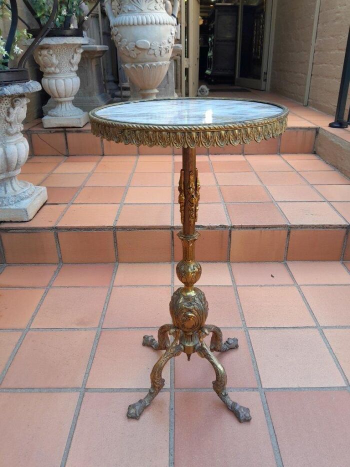 A 20th Century Gilt Metal Table / Wine Table with Marble Top - Image 2