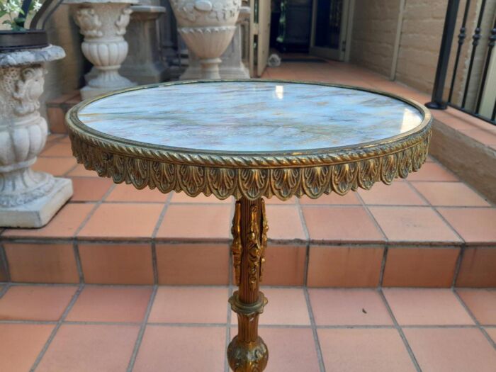 A 20th Century Gilt Metal Table / Wine Table with Marble Top - Image 3