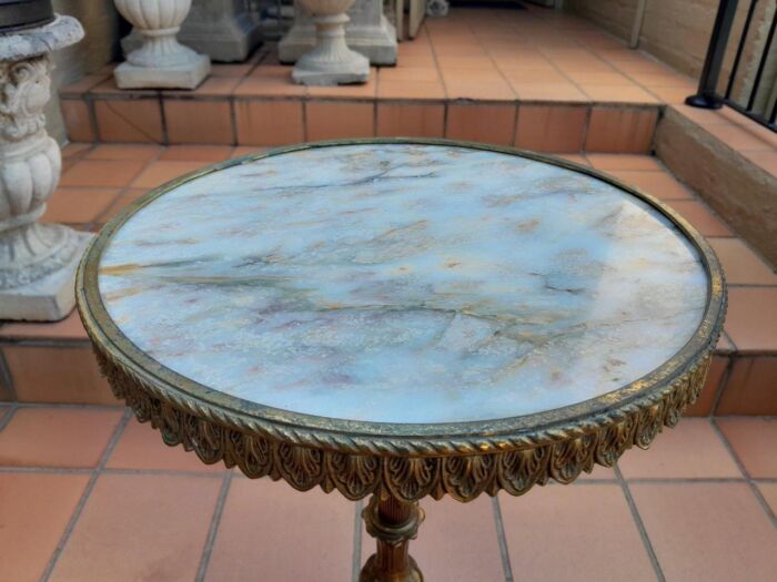 A 20th Century Gilt Metal Table / Wine Table with Marble Top - Image 4