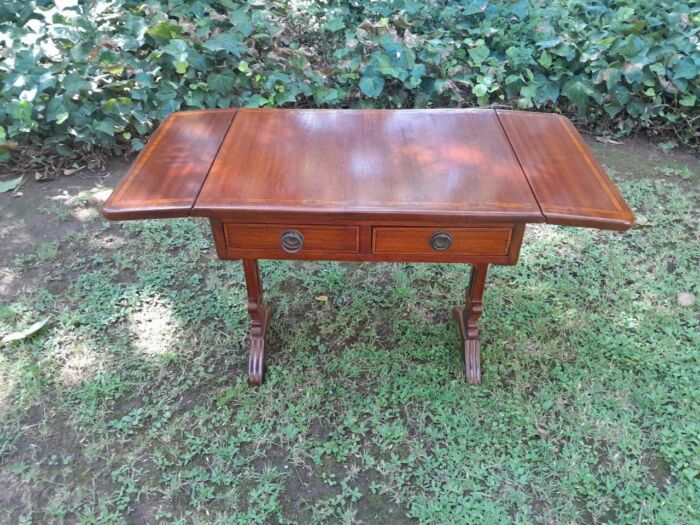 A Regency Style Inlaid Drop-Side / Sofa Table in Mahogany - Image 2