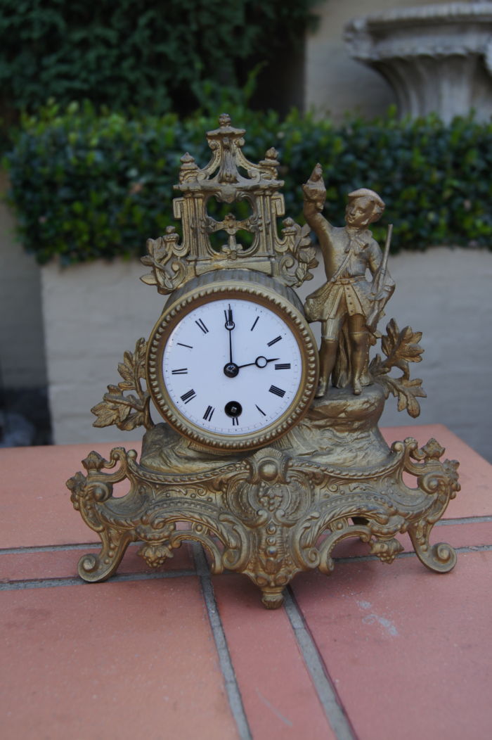 Vintage Bronze Casted French Style Mantle Clock